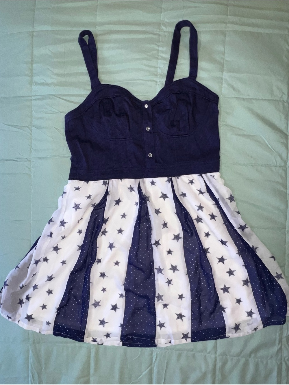 Marilyn Monroe Navy and White Star Print Tank Dress